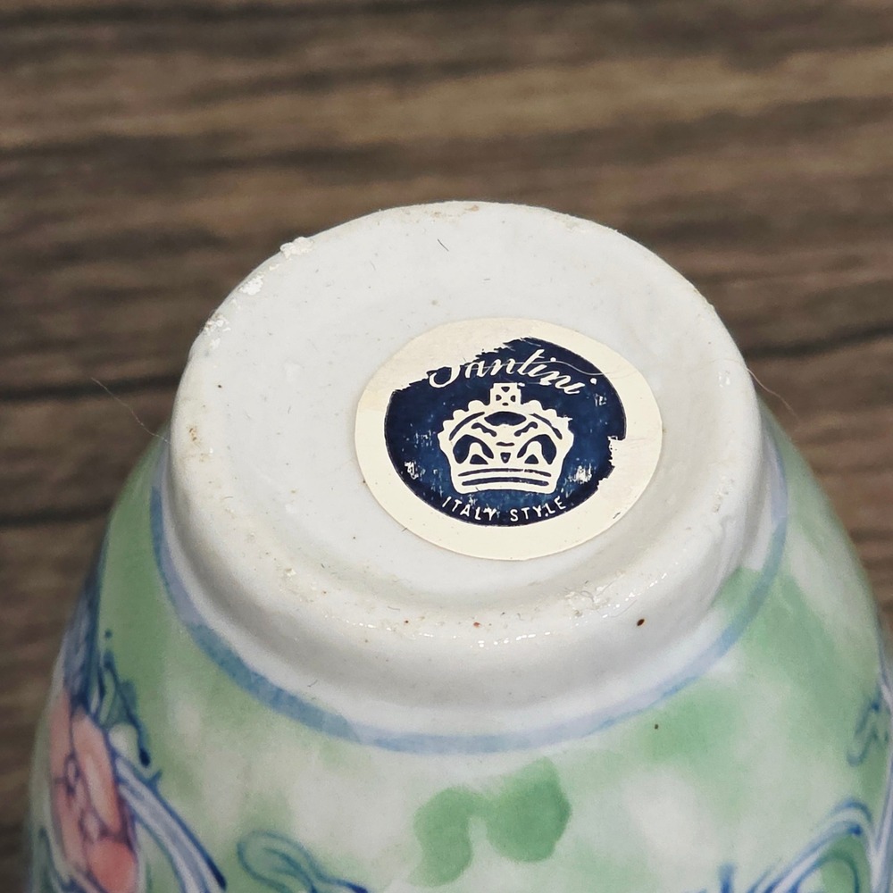 Santini Italy Style Mini Ceramic Vase‎ Floral Blue Pink Green Decorative Vintage - Picture 5 of 5